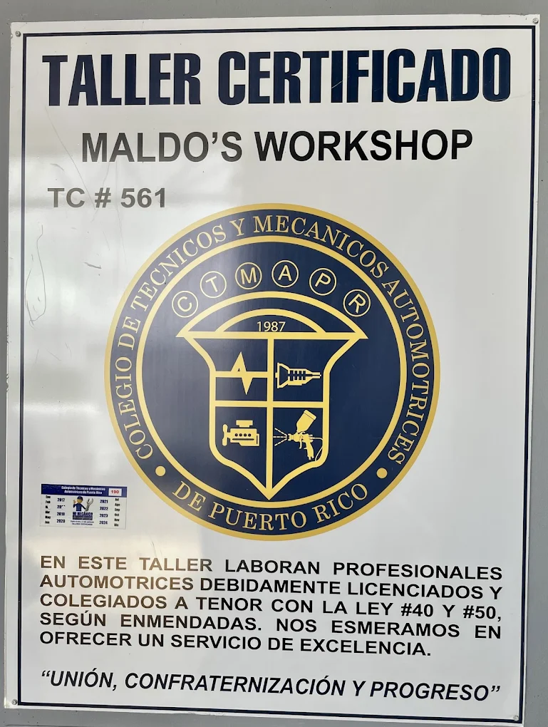 Certificado Taller Maldo's Workshop TC 561